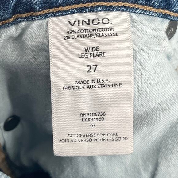 Vince Jeans Wide Leg Flare Blue Size 27 - Picture 6 of 6